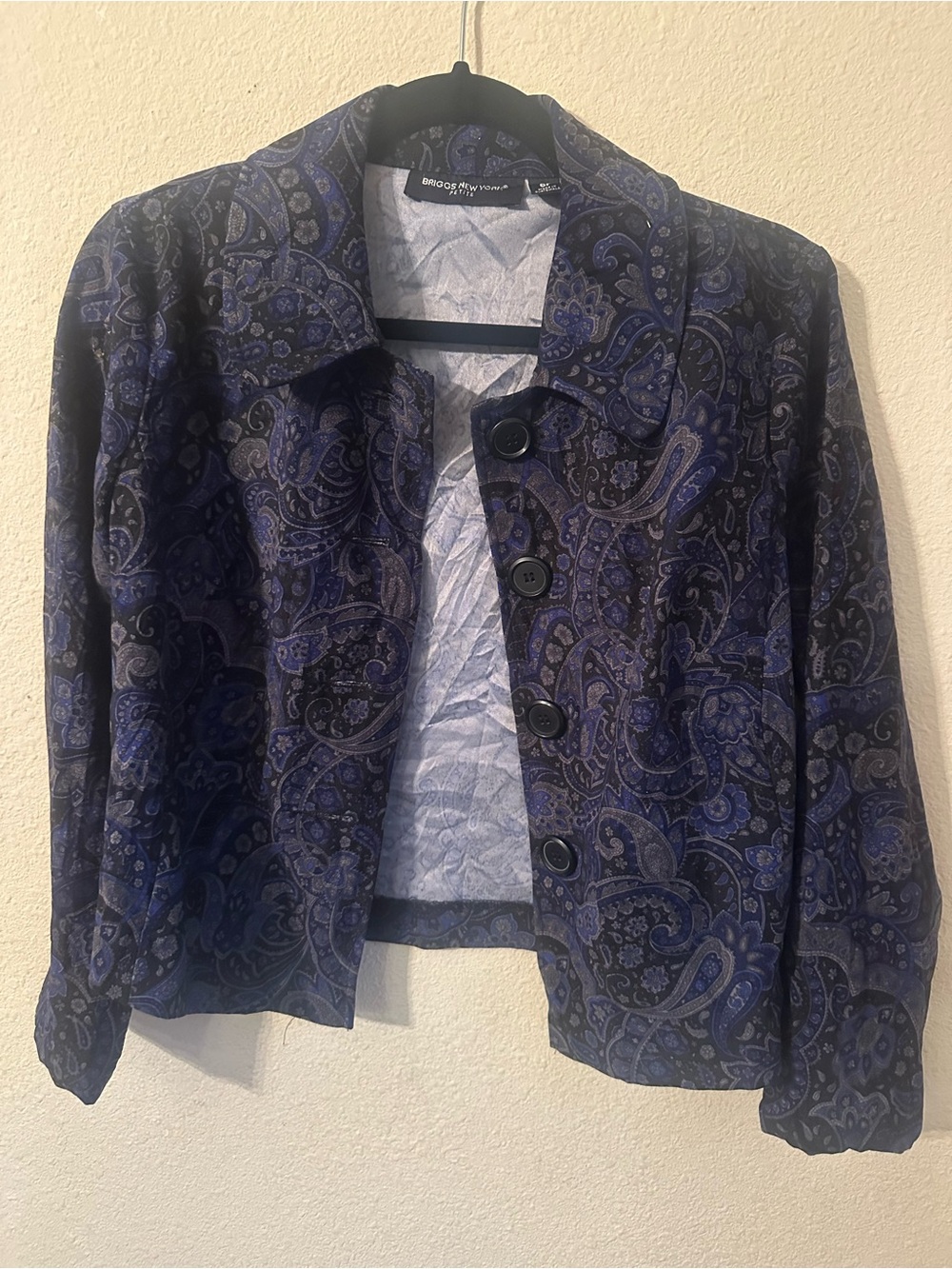 Briggs New York Navy and Black Paisley Button-Front Jacket